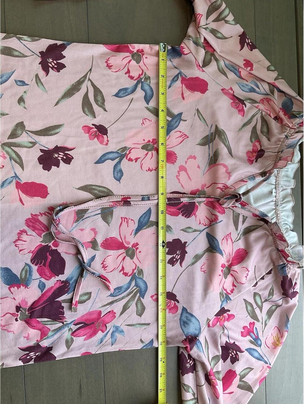 Womens Pink / Floral Long Sleeve Tie/ruffle Neck Blouse Size Small - Picture 4 of 8